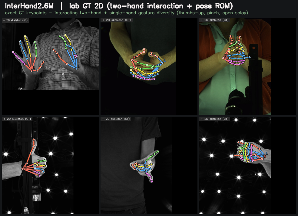InterHand2.6M — lab GT 2D, two-hand interaction + pose ROM (2D skeleton)
